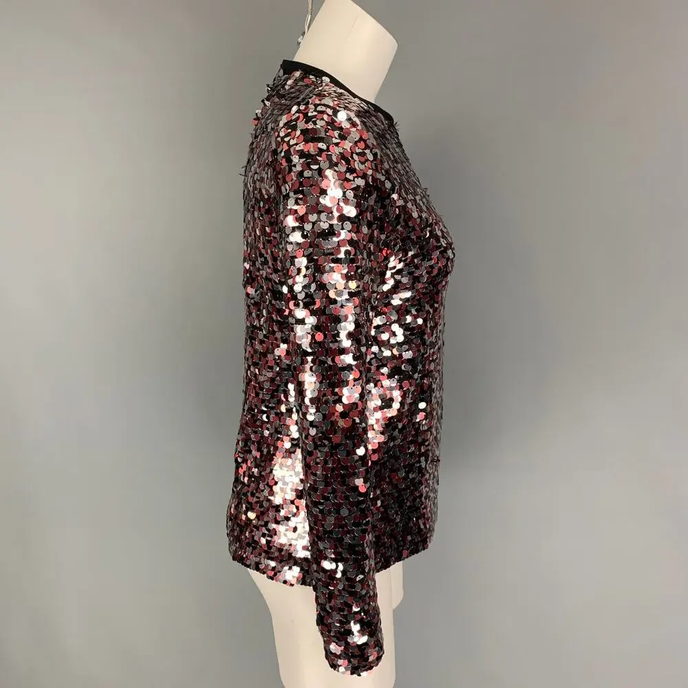 MCQ by ALEXANDER MCQUEEN Size 2 Pink Silver Polyamide Sequined Blouse